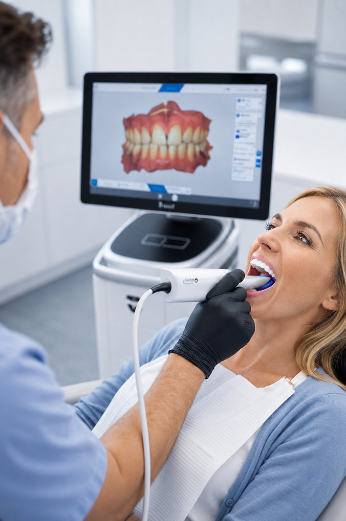 1. krok DentalCheck: 2D / 3D snímek, sken, vyplněný anamnestický dotazník a požadavky pacienta