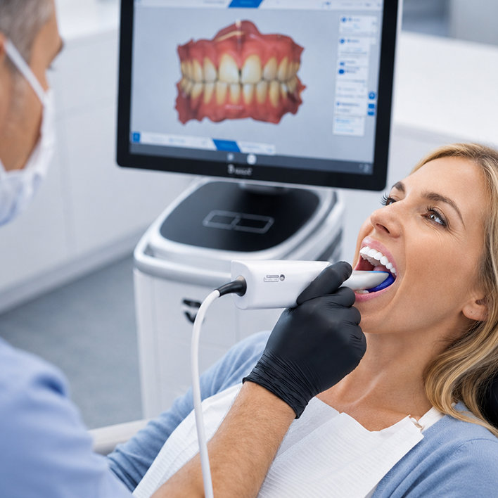 1. krok DentalCheck: 2D / 3D snímek, sken, vyplněný anamnestický dotazník a požadavky pacienta